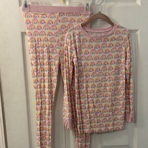 Little Sleepies Pink Pastel Rainbow Kids bamboo Pajama Set size 7/8